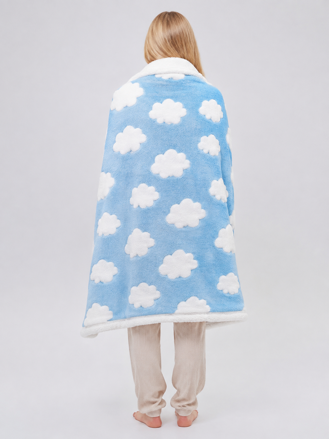 Pet Blanket with White Clouds back view