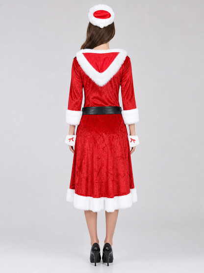 Santa Claus Costume: Red Dress, Hat, and Gloves