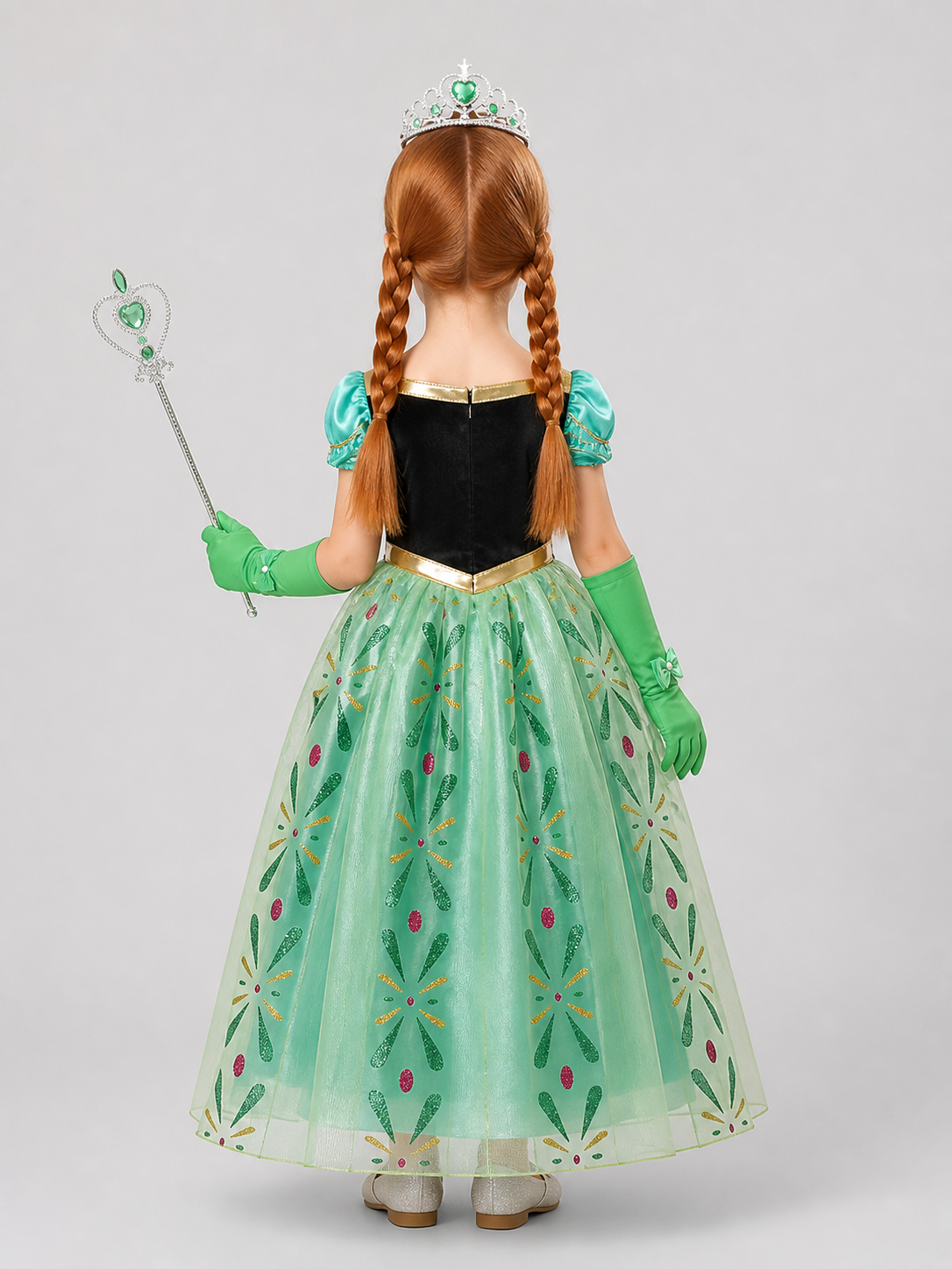 Elsa Costume for Children: Dress, Wig, Crown back view