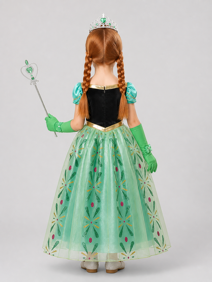 Elsa Costume for Children: Dress, Wig, Crown back view
