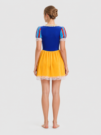 Snow White Cosplay Costume, Dress with Sleeves back view