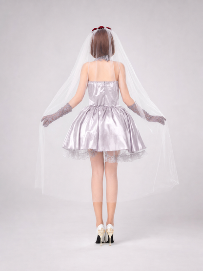 Vampire Costume with Short Dress and Veil