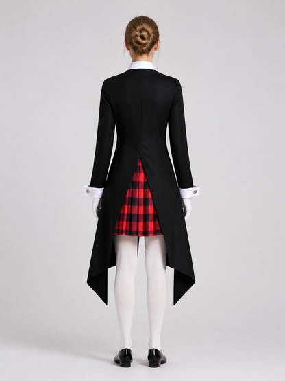Maka from Soul Eater Cosplay Costume, Red and Black Plaid back view