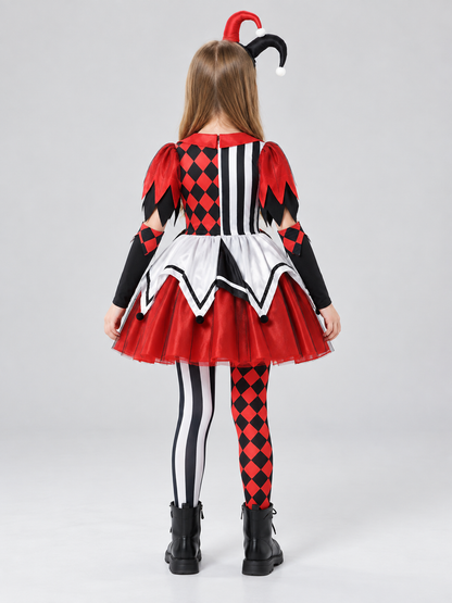 Children's Jester Costume with a Full Skirt back view