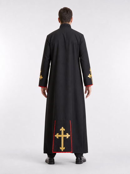 Long Black Cosplay Robe with Cross