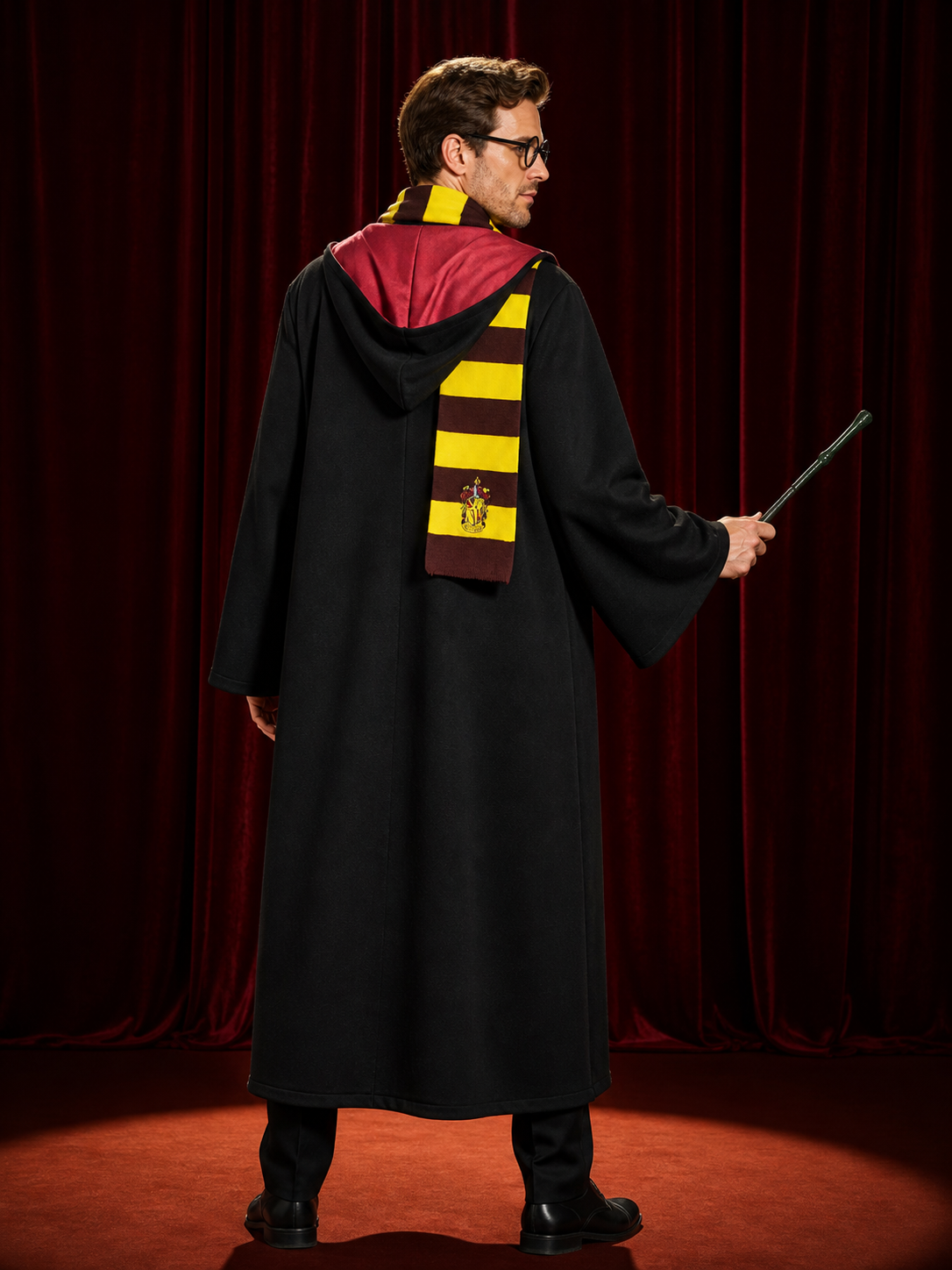 Gryffindor Wizard Costume, 5 Pieces, Cosplay back view