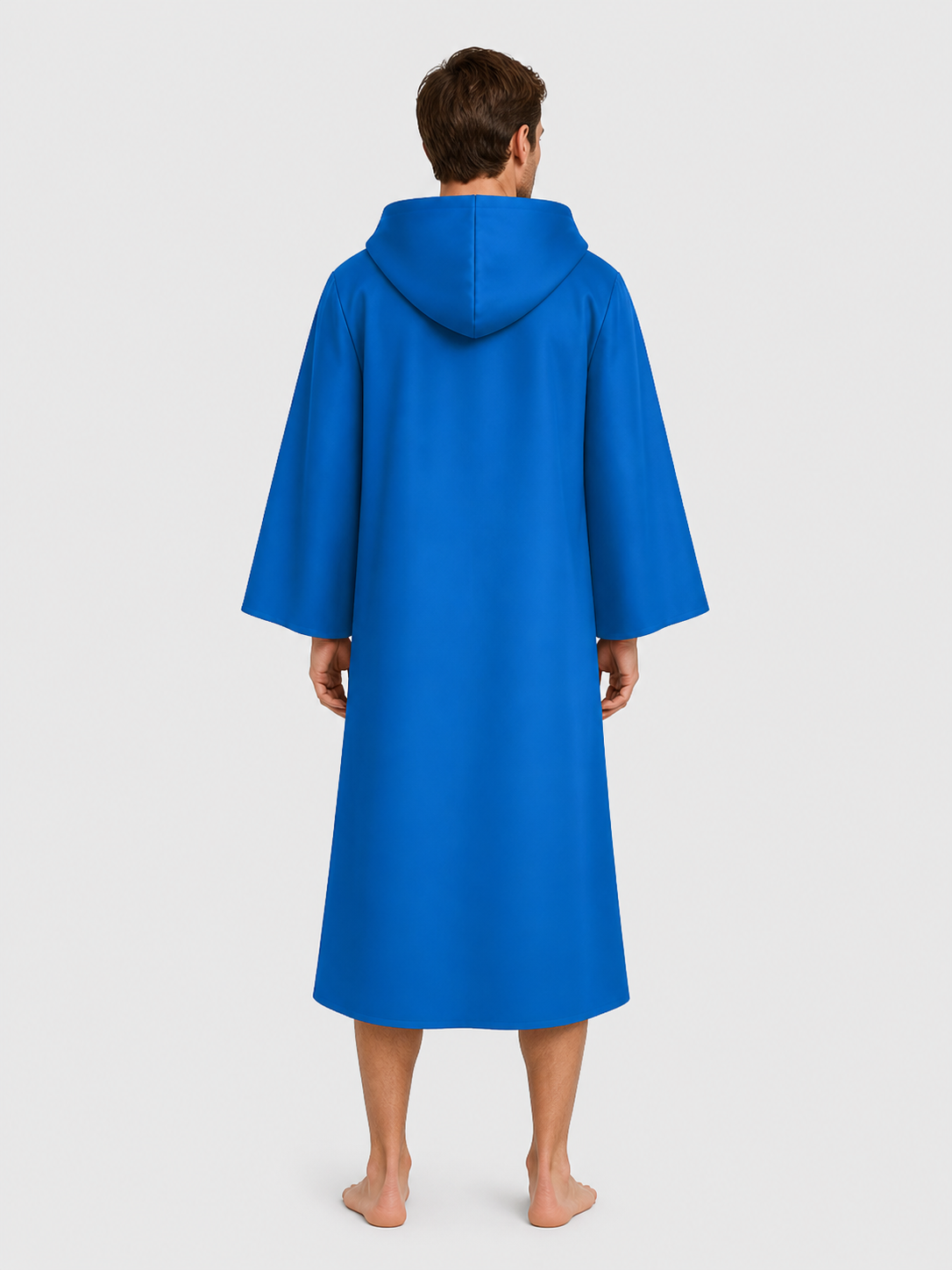 Blue Long Hooded Cloak for Halloween and Cosplay back view
