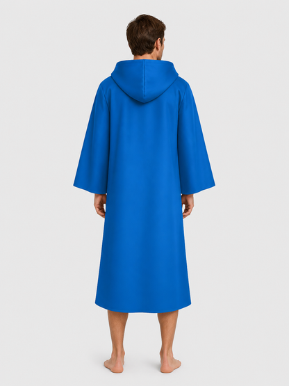 Blue Long Hooded Cloak for Halloween and Cosplay back view