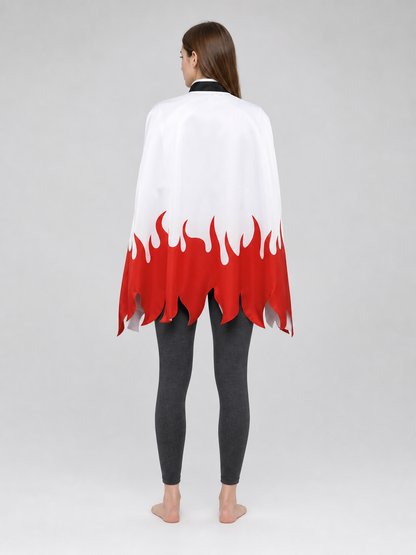 Anime cosplay costume with cape, belt, and leg warmers