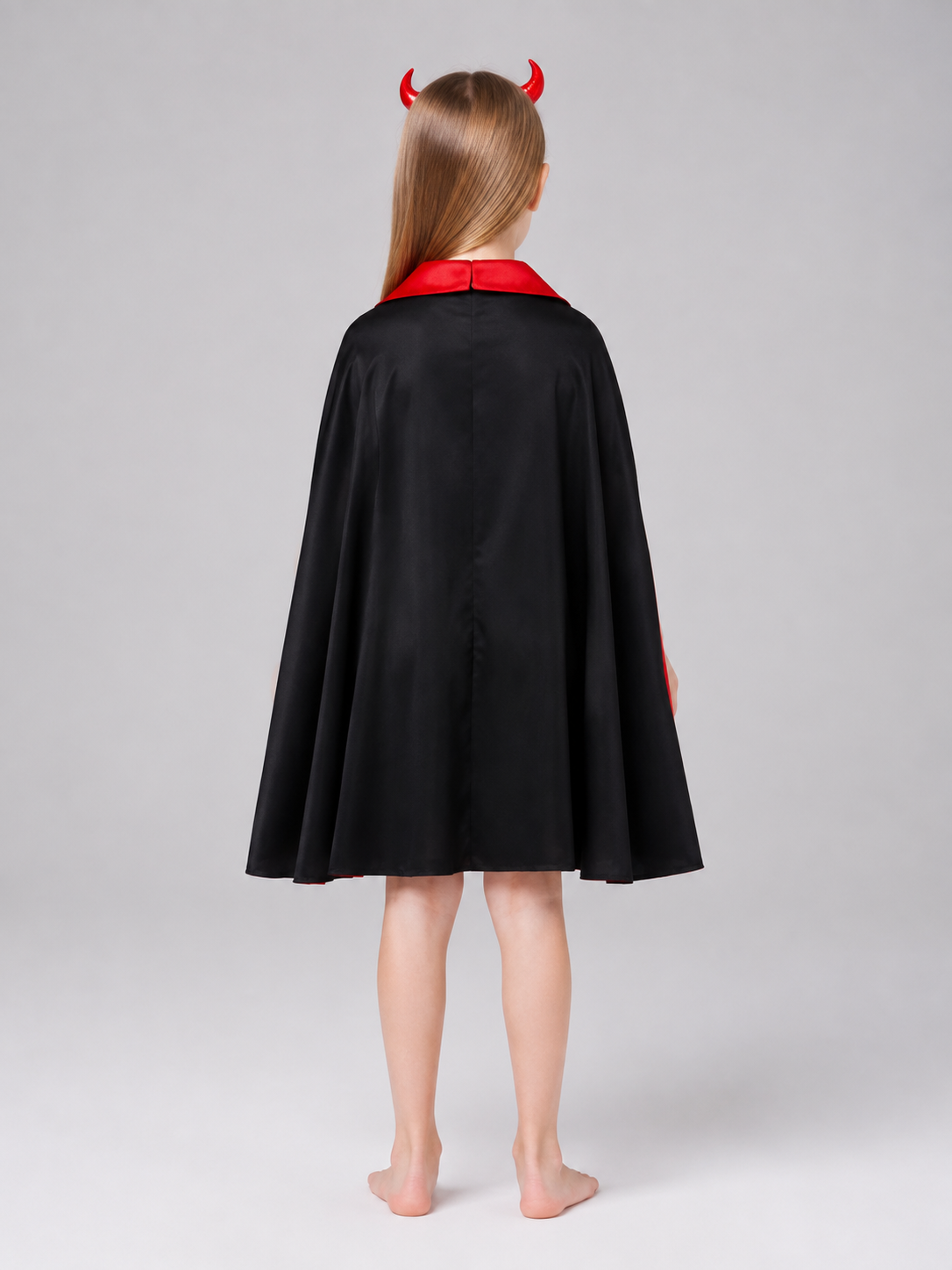 Vampire Costume with Cape and Horns back view