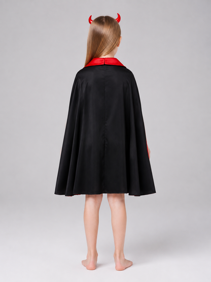 Vampire Costume with Cape and Horns back view
