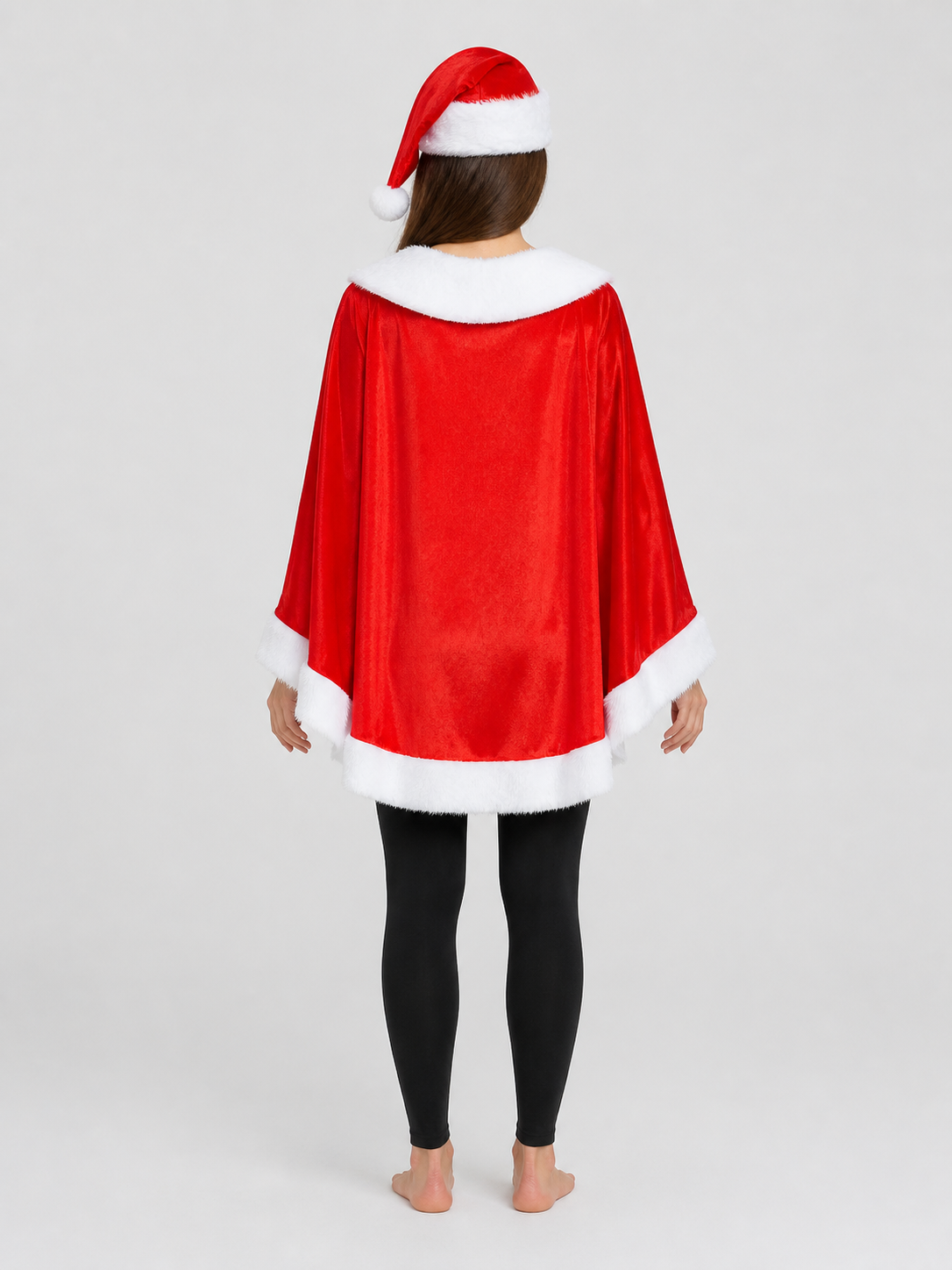 Christmas Cape with White Trim back view