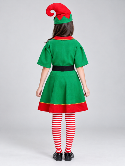 Children’s Christmas Costume with Hat and Belt back view