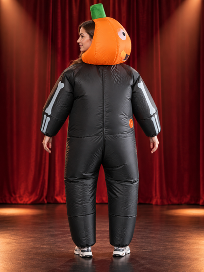 Inflatable Pumpkin Skeleton Print Carnival Costume
