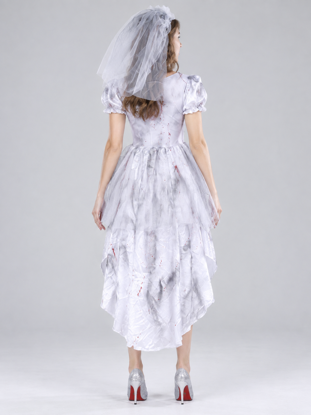 Ghost Bride Carnival Costume White with Veil and Lace