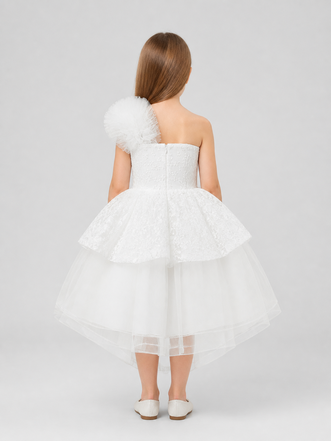 Girls’ Princess Dress with Tulle Skirt and Train back view