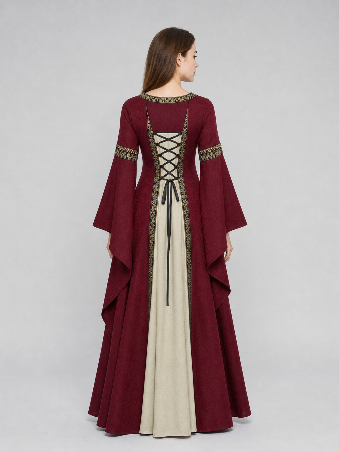 Long Medieval Dress with Flared Sleeves