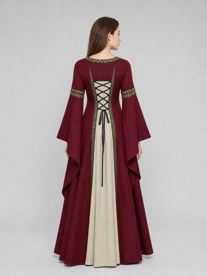 Long Medieval Dress with Flared Sleeves