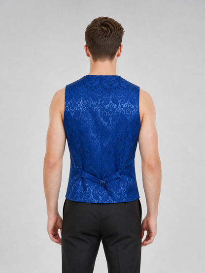 Short Jacquard Vest with V-Neck
