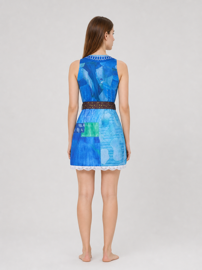 Cosplay Dress with V-Neck and Belt