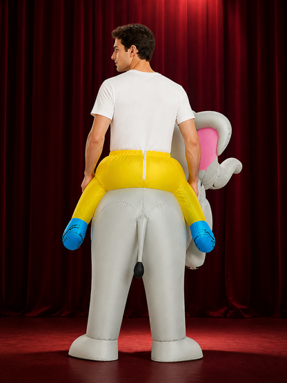 Cartoon Elephant Inflatable Ride-On Costume, Halloween Funny Party Suit for Kids back view