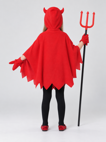 Children’s Carnival Costume with Hood and Horns back view
