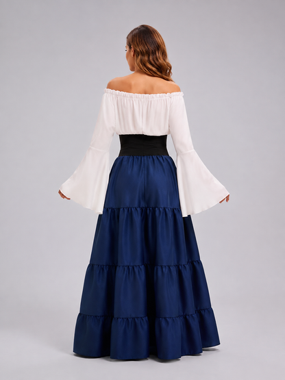 Long Medieval Dress with Corset Lacing back view