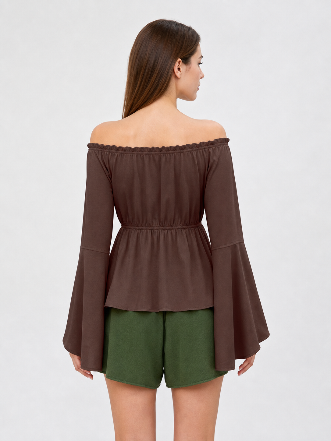 Off-Shoulder Top with Flared Sleeves