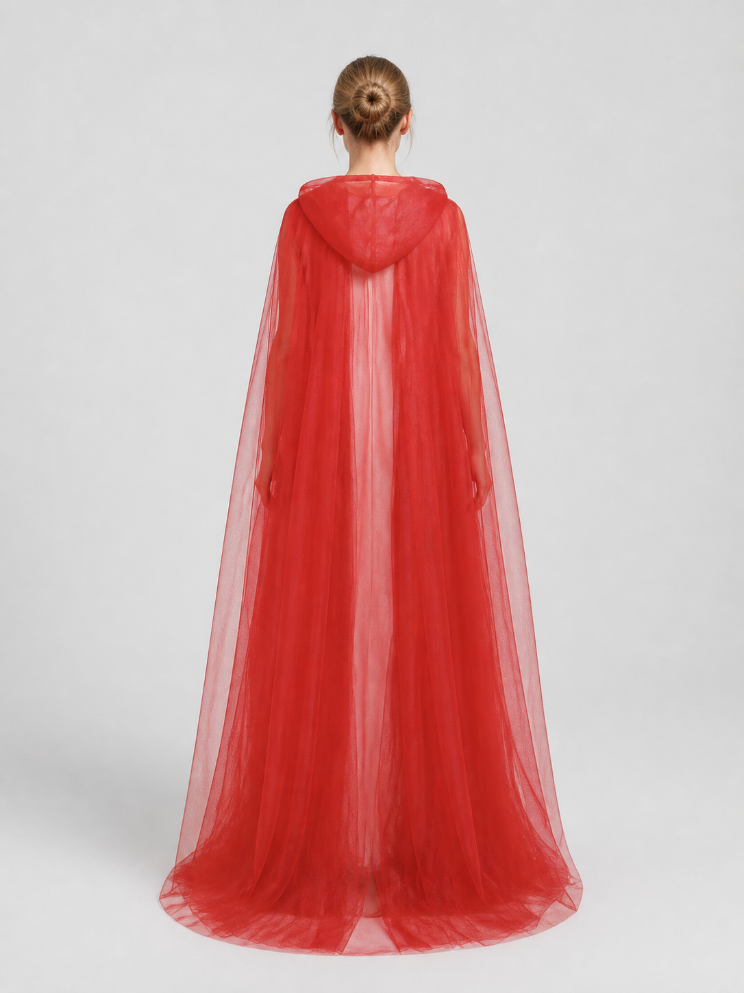 Red Mesh Grim Reaper Hooded Cloak back view