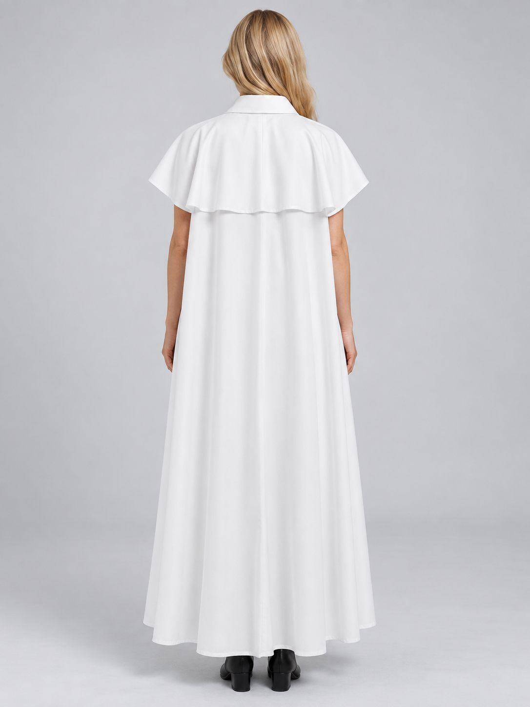 White long cloak cape with collar and ties