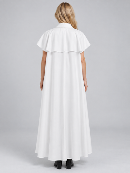 White long cloak cape with collar and ties