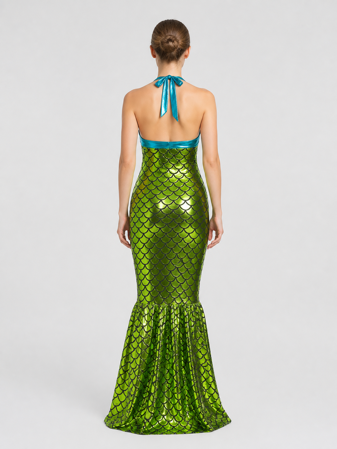 Mermaid Dress with a Sparkly Top and Scaly Pattern