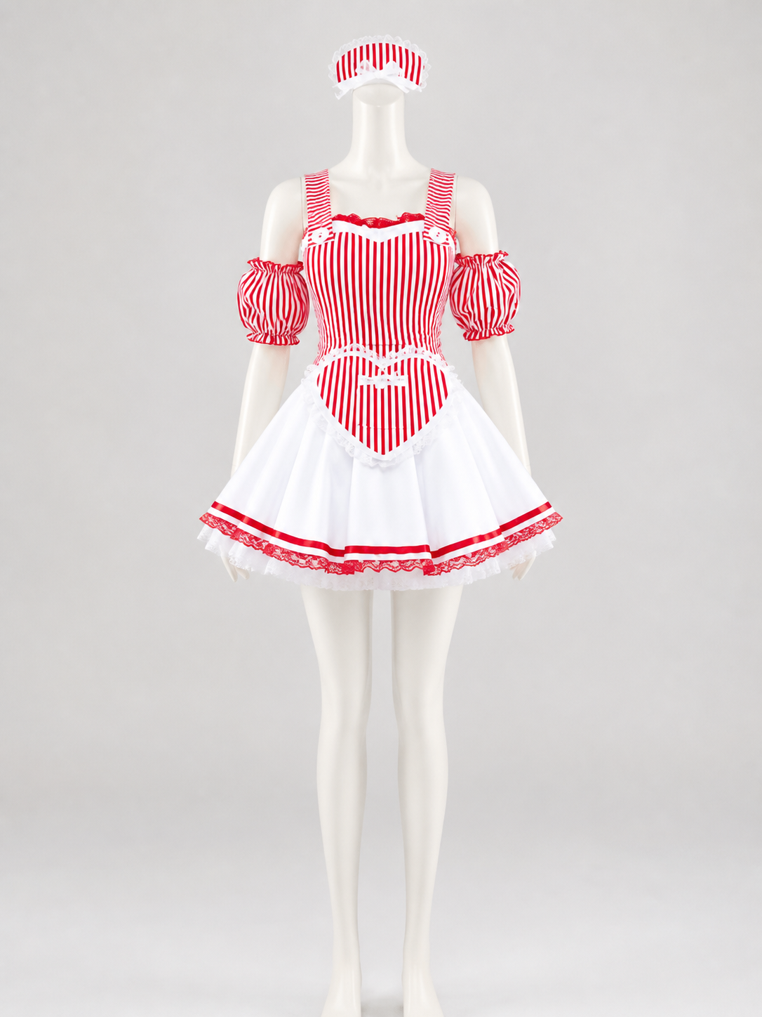 Cosplay costume dress with a striped bodice