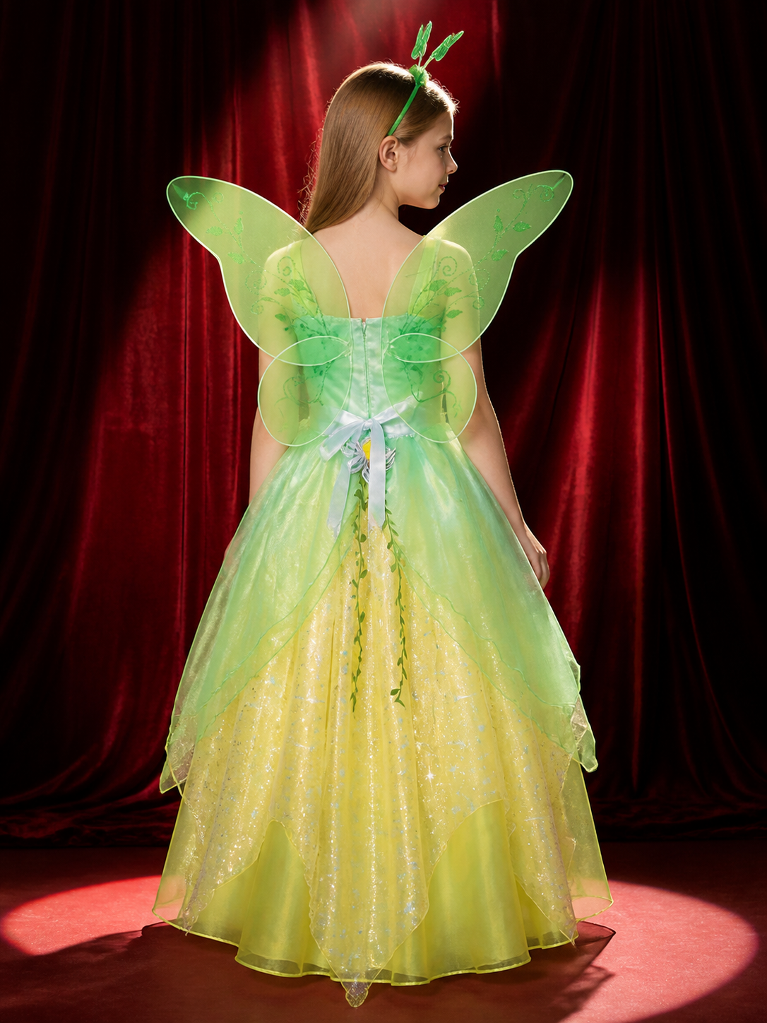 Girls Fairy Princess Butterfly Wings Costume Dress, Sparkle Gown With Fluffy