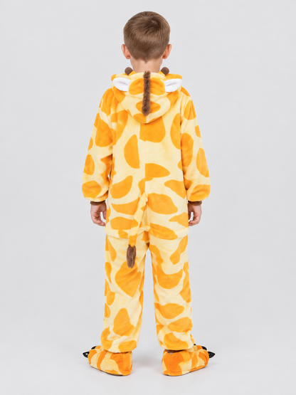 Kids' Hooded Giraffe Print Pajama Bodysuit