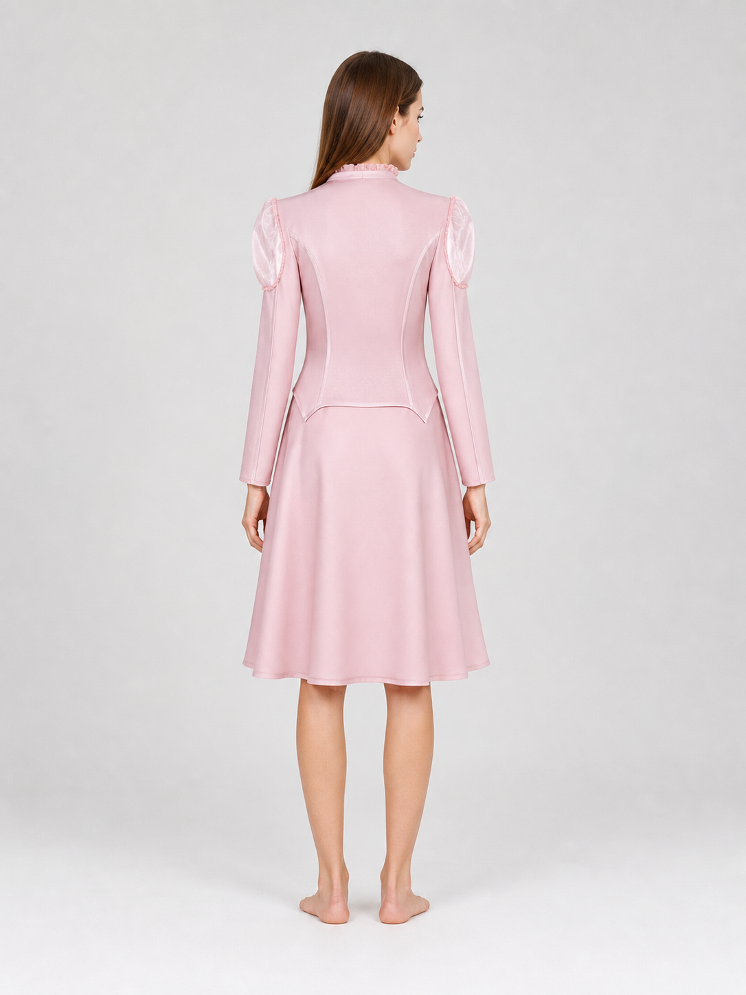 Glinda Cosplay Costume, Pink Dress with Puff Sleeves