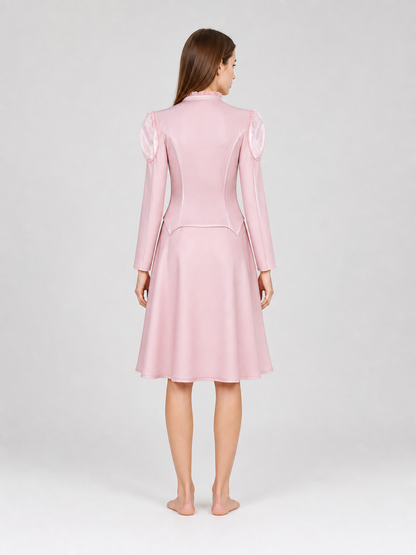 Glinda Cosplay Costume, Pink Dress with Puff Sleeves