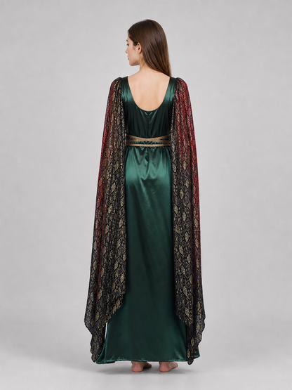 Fantasy Dress with Cape and Gold Headdress