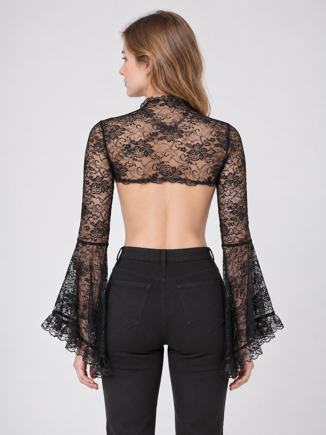 Black Lace Bolero with High Collar