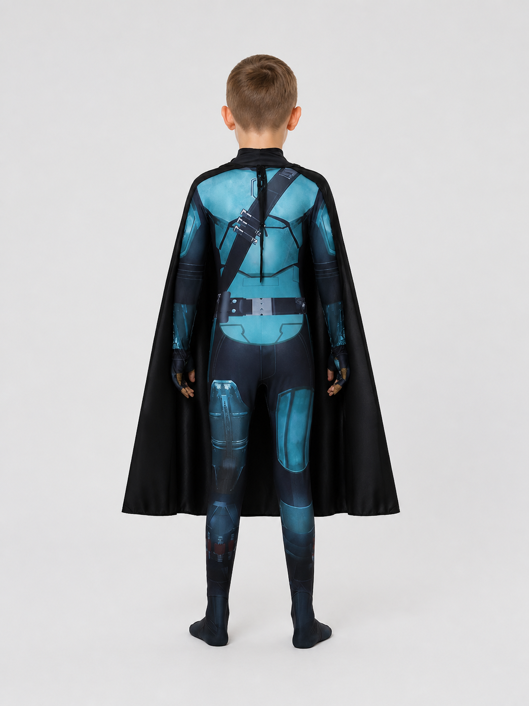Mandalorian Star Wars Cosplay Costume with Cape and Helmet back view
