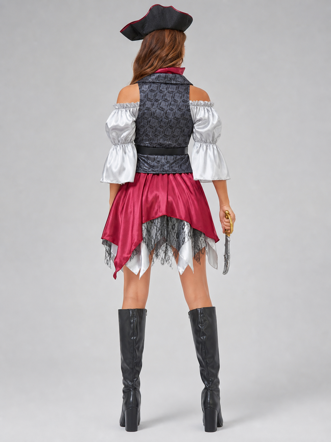 Pirate Costume with Vest and Asymmetrical Skirt