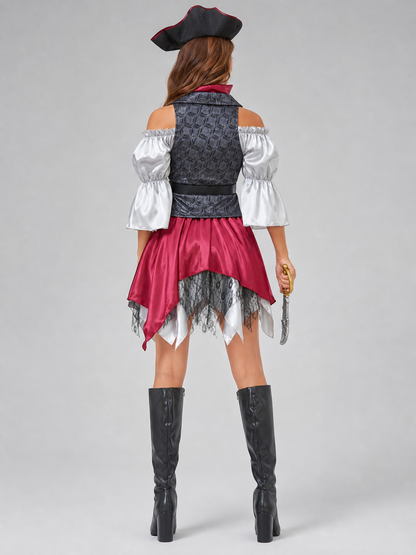 Pirate Costume with Vest and Asymmetrical Skirt