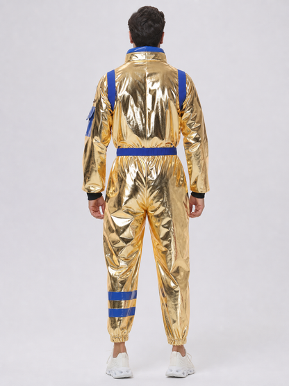 Gold-and-Blue Astronaut Costume Jumpsuit
