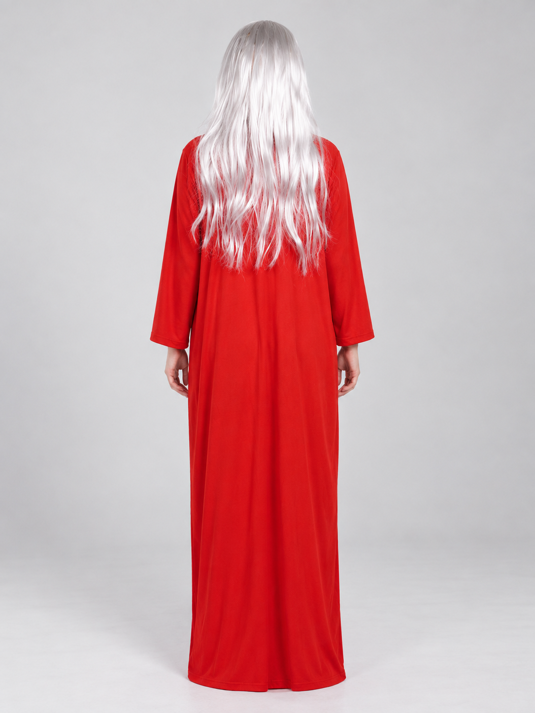 Ghost Halloween Costume: Red Dress and White Wig