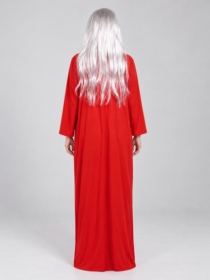Ghost Halloween Costume: Red Dress and White Wig