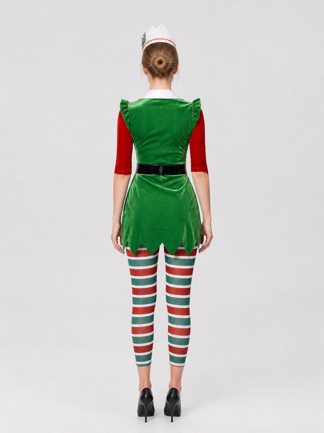 New Year Elf Costume with Skirt and Hat back view
