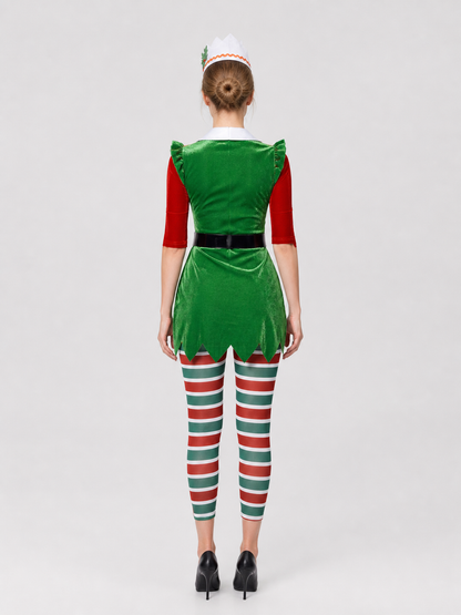 New Year Elf Costume with Skirt and Hat back view
