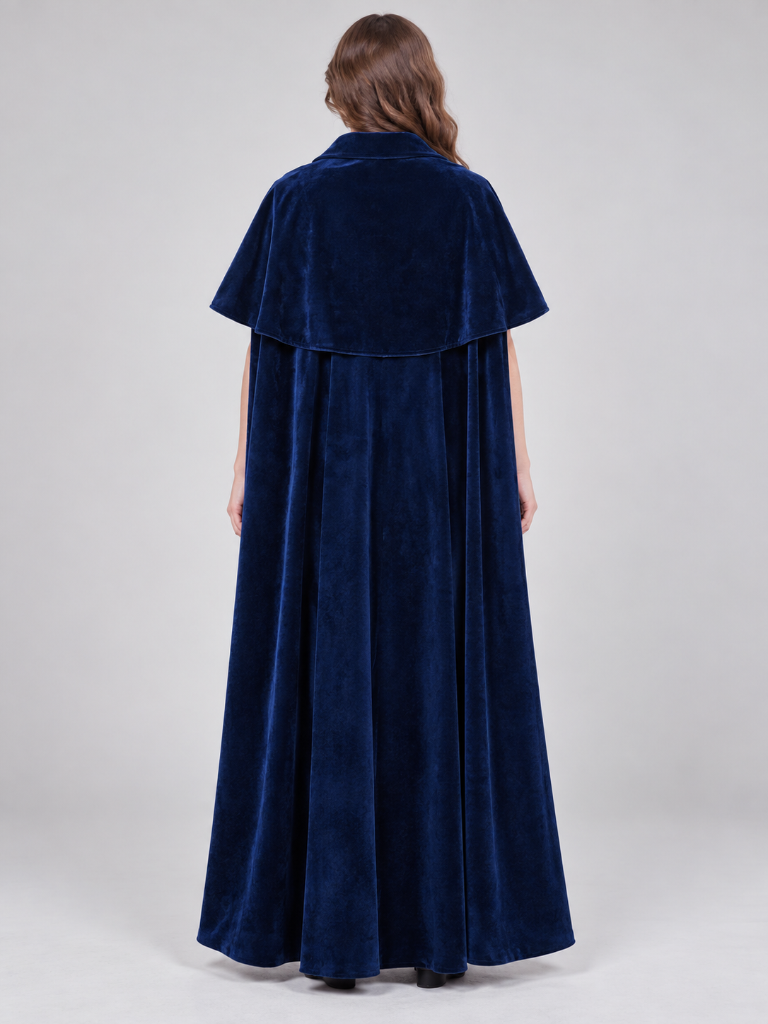 Blue Velvet Cloak Cape with Shoulder Cape and Clasp