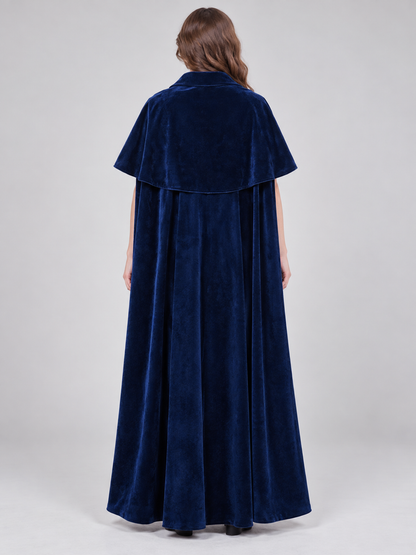 Blue Velvet Cloak Cape with Shoulder Cape and Clasp