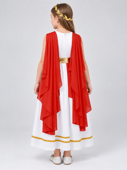 Kids' carnival dress with cape and gold belt